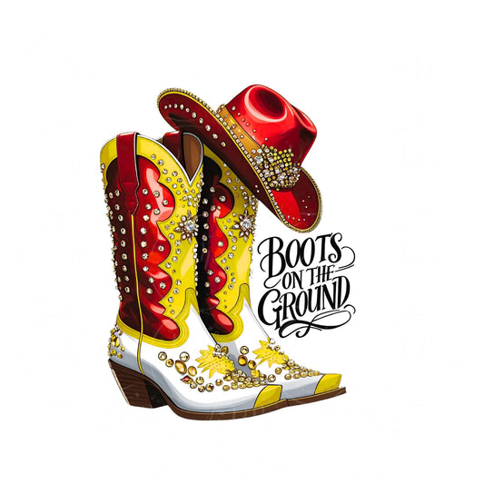 Red & Gold Western Boots PNG: Cowgirl Hat Clipart (Digital Download