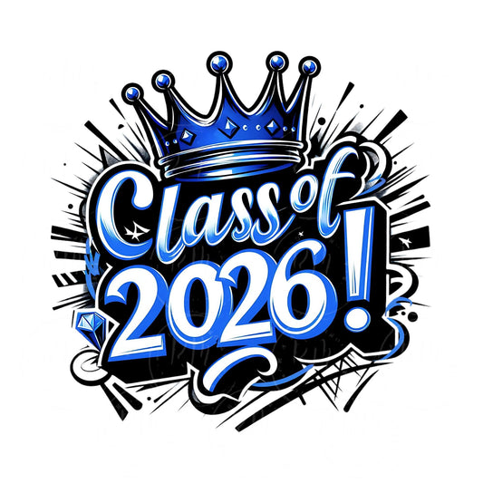 Class of 2026 Clipart Blue & White Graphics Digital Download for Graduation Decor and Invitations