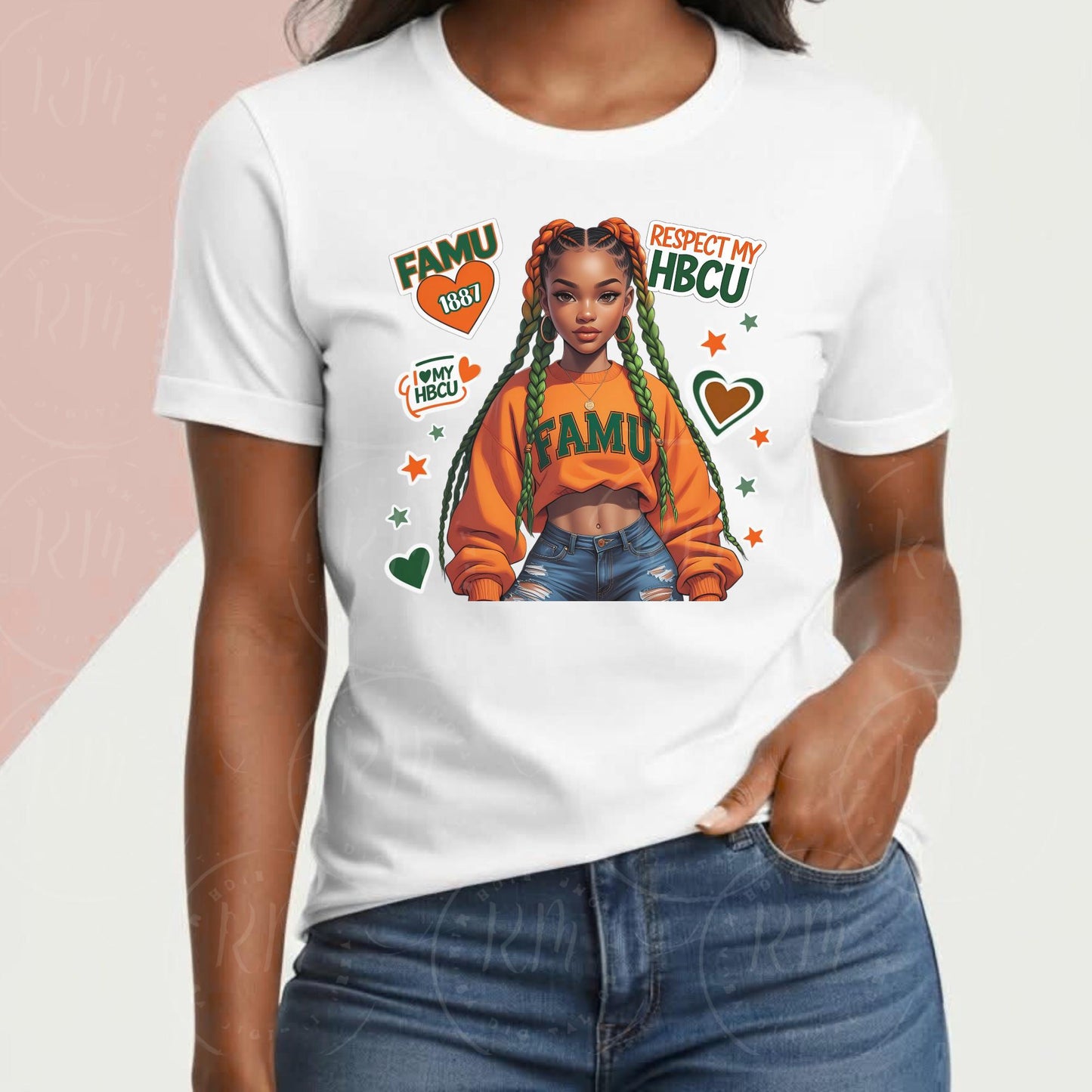 FAMU Girl Clipart: HBCU PNG, Black Woman Braids (Digital Download)